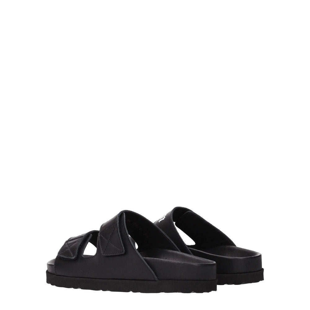 Palm Angels Black Leather Slippers Sandals - EU37/US7 - Sandals
