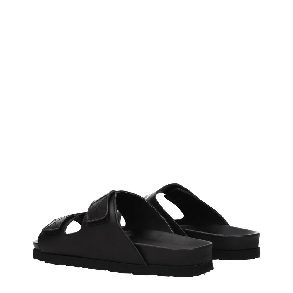 Palm Angels Black Leather Slippers Sandals - EU40/US7 - Sandals