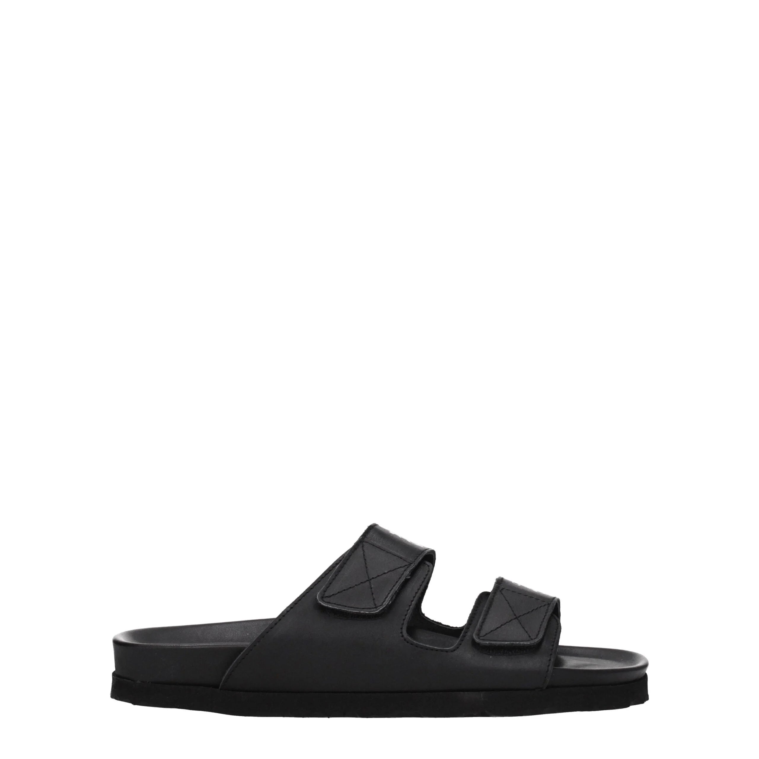 Palm Angels Black Leather Slippers Sandals - EU40/US7 - Sandals