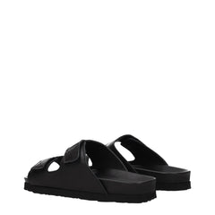 Palm Angels Black Leather Slippers Sandals - EU40/US7