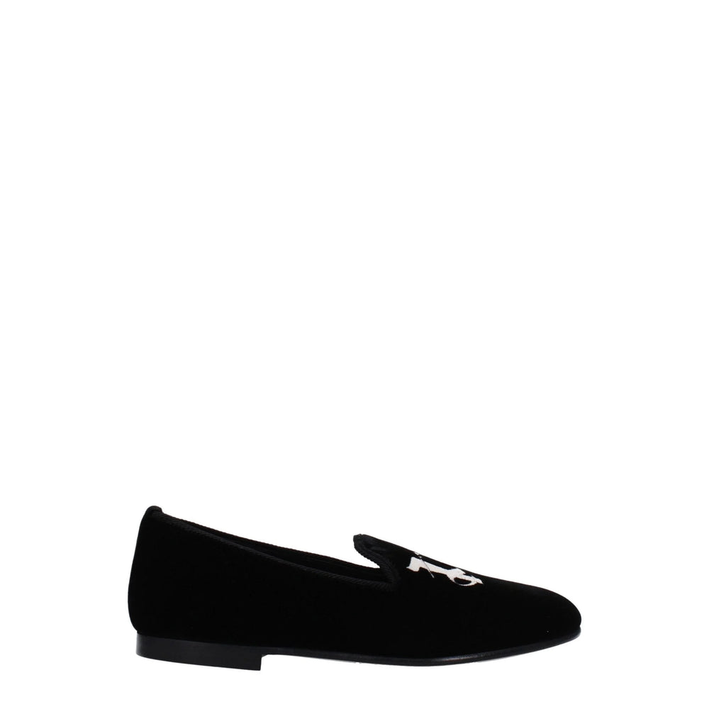 Palm Angels Black Velvet Slip-On Loafers