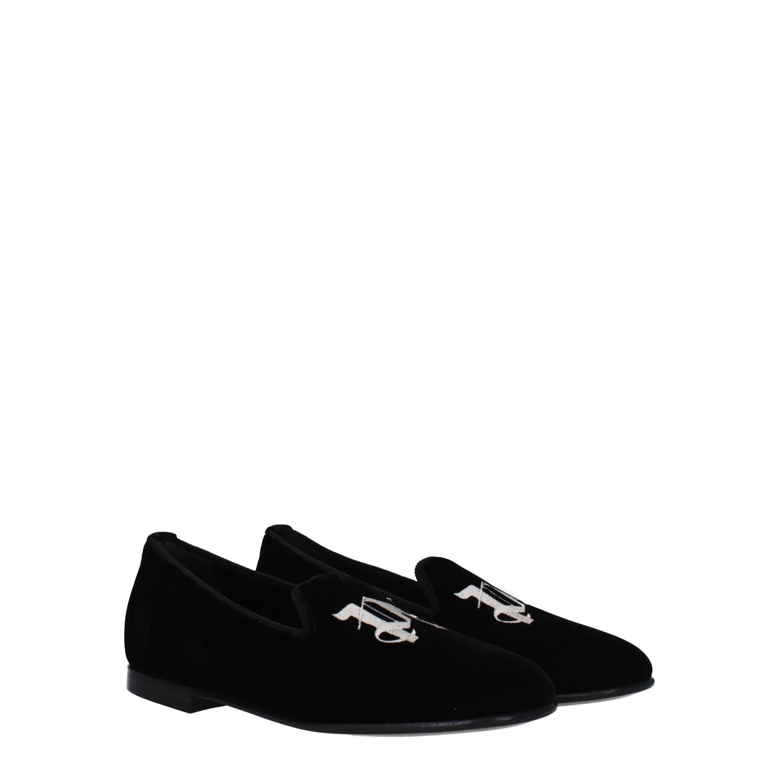 Palm Angels Black Velvet Slip-On Loafers - Flats
