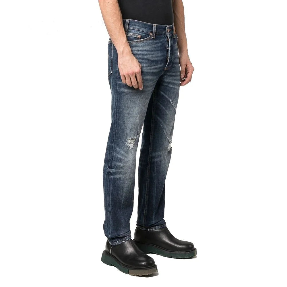 Palm Angels Blue Cotton Straight-Leg Jeans - W33