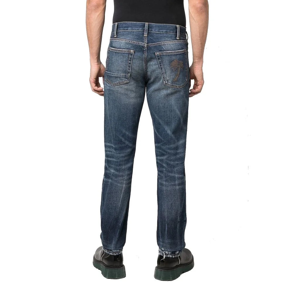Palm Angels Blue Cotton Straight-Leg Jeans - W33
