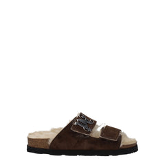 Palm Angels Brown Leather Slippers Sandals - EU40/US10