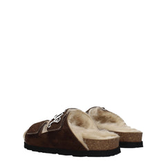 Palm Angels Brown Leather Slippers Sandals - EU40/US10