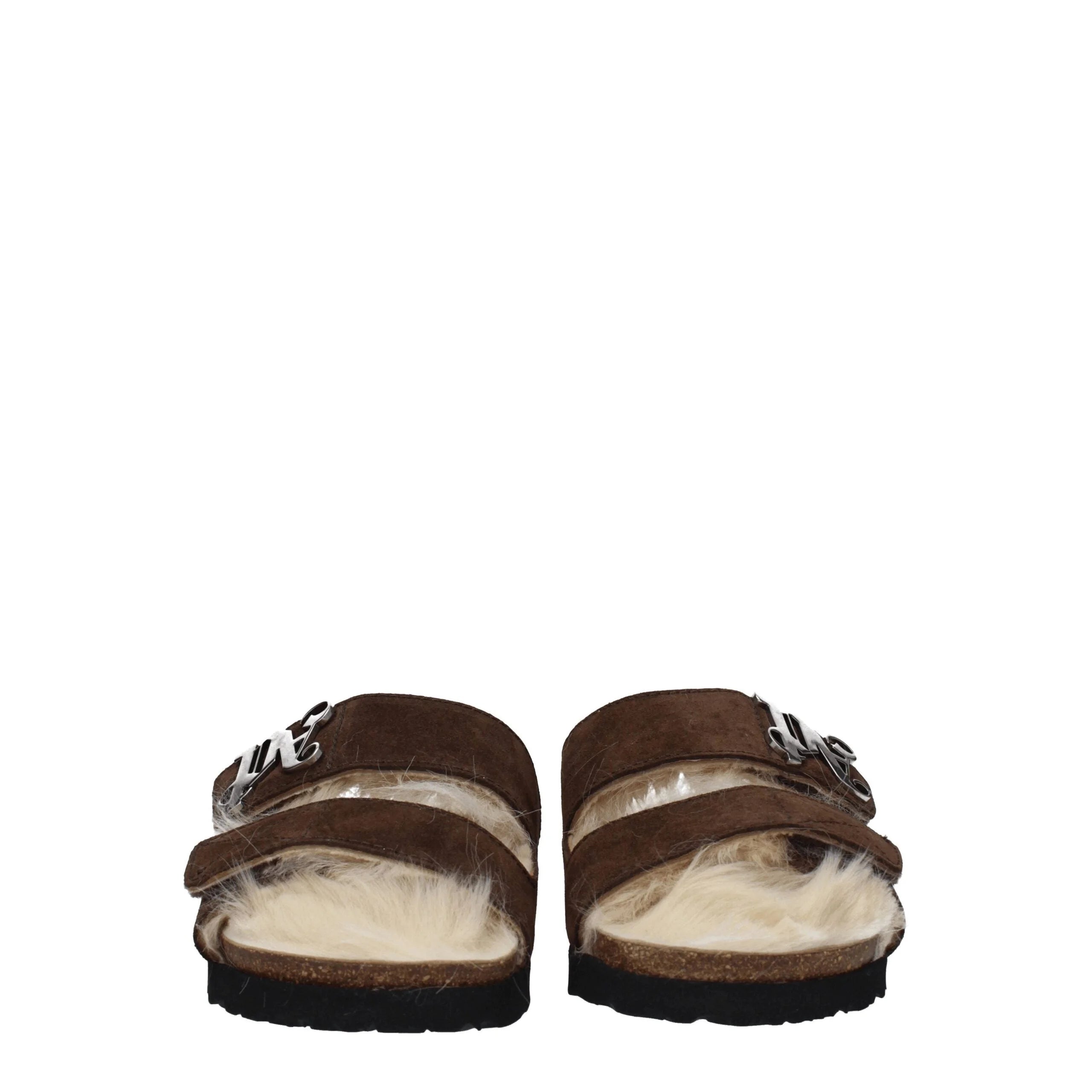 Palm Angels Brown Leather Slippers Sandals - EU40/US10
