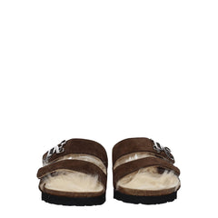Palm Angels Brown Leather Slippers Sandals - EU40/US10