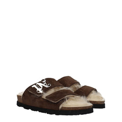 Palm Angels Brown Leather Slippers Sandals - EU40/US10