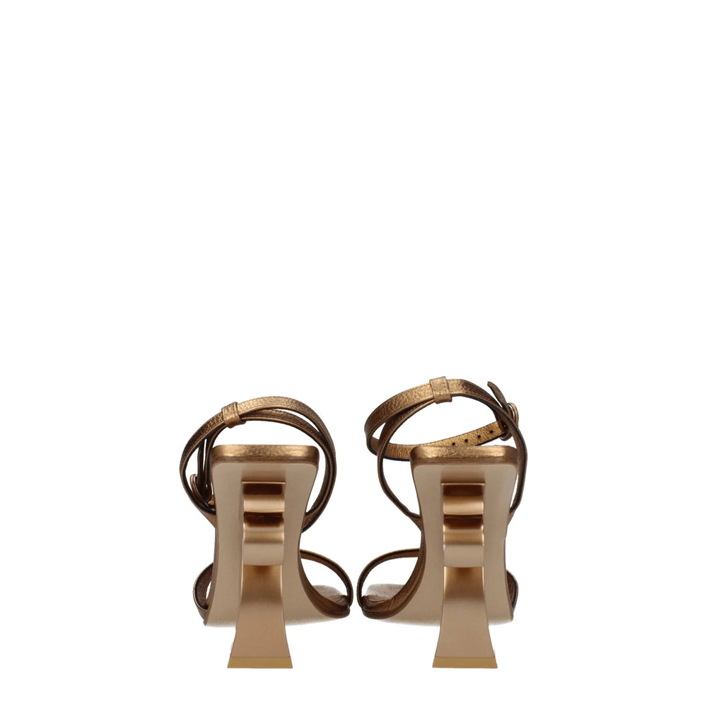 Palm Angels Gold Leather Platforms - EU37/US7 - Sandals