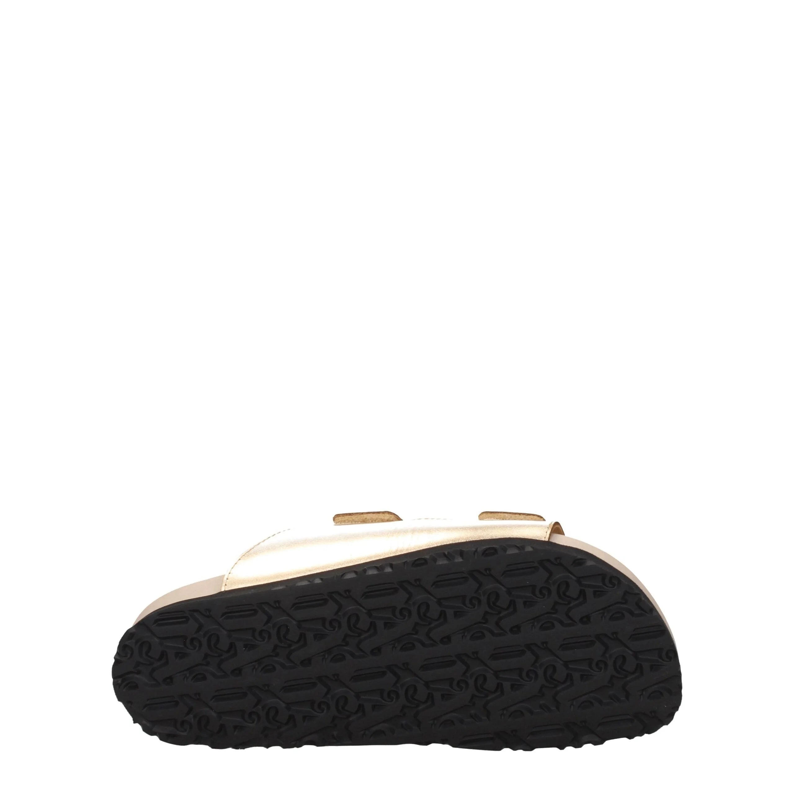 Palm Angels Gold Leather Slippers Sandals