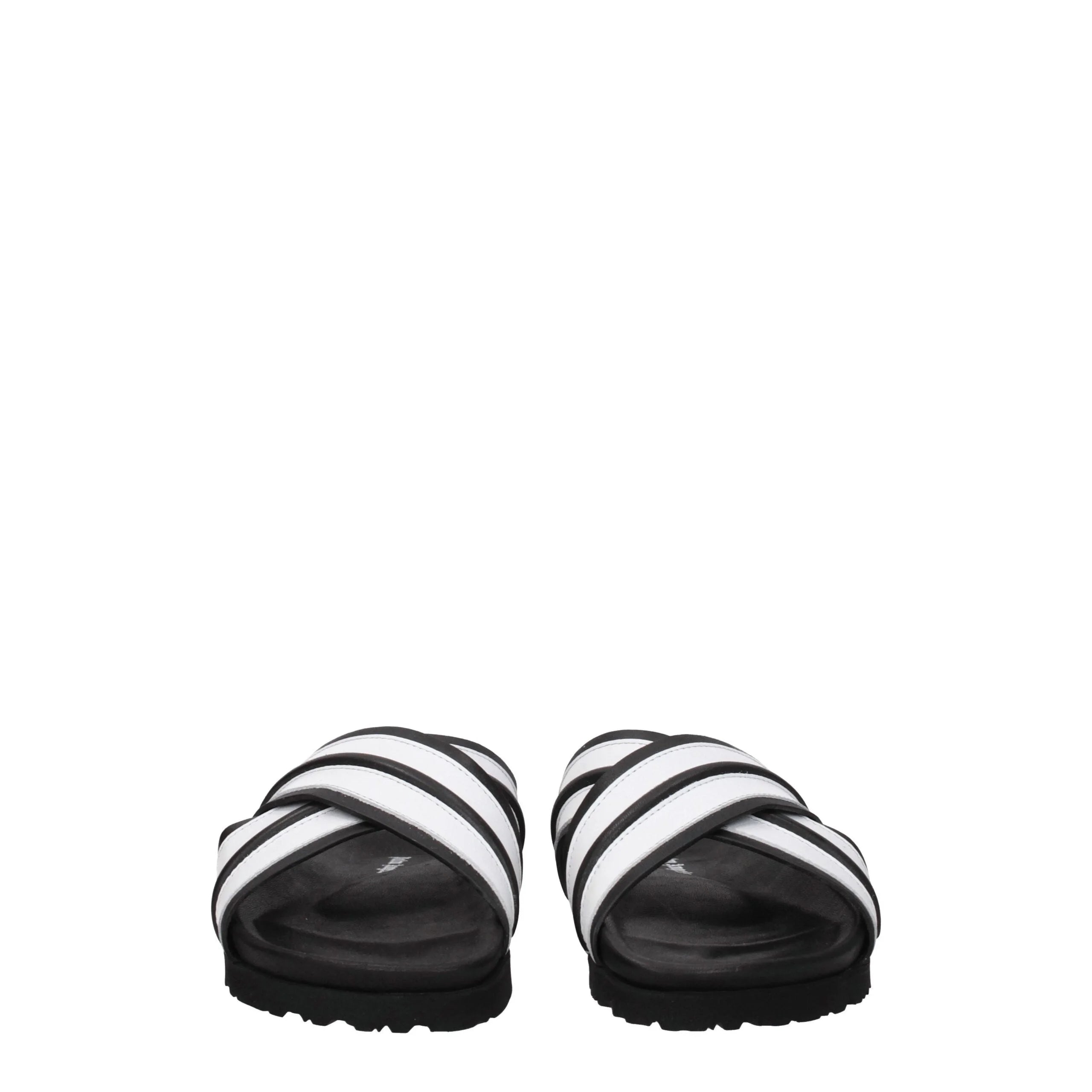 Palm Angels White Leather Slippers Sandals