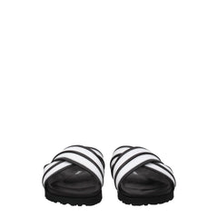 Palm Angels White Leather Slippers Sandals