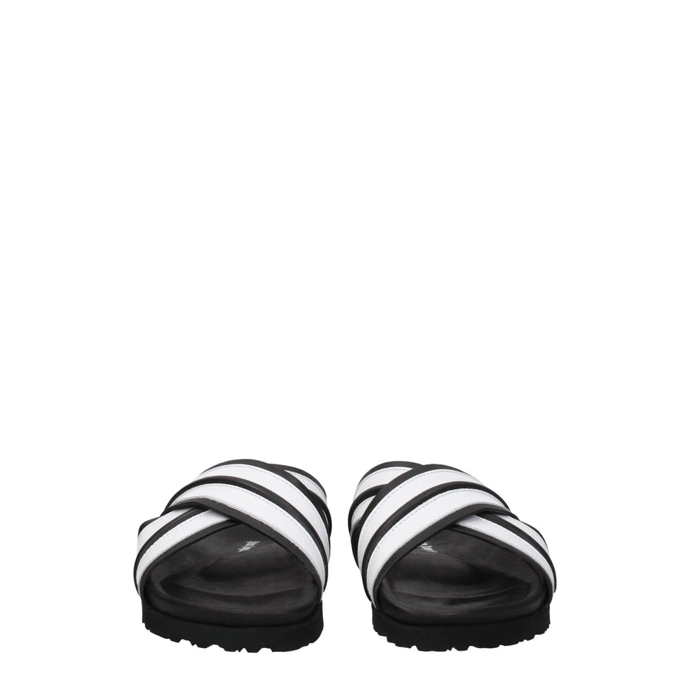 Palm Angels White Leather Slippers Sandals - Sandals