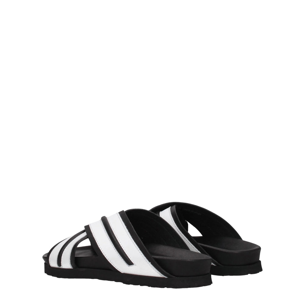 Palm Angels White Leather Slippers Sandals - Sandals