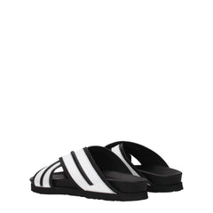 Palm Angels White Leather Slippers Sandals