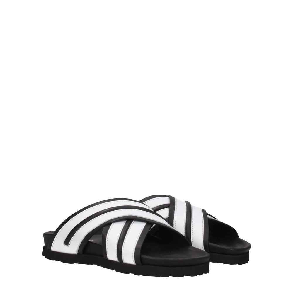 Palm Angels White Leather Slippers Sandals - Sandals