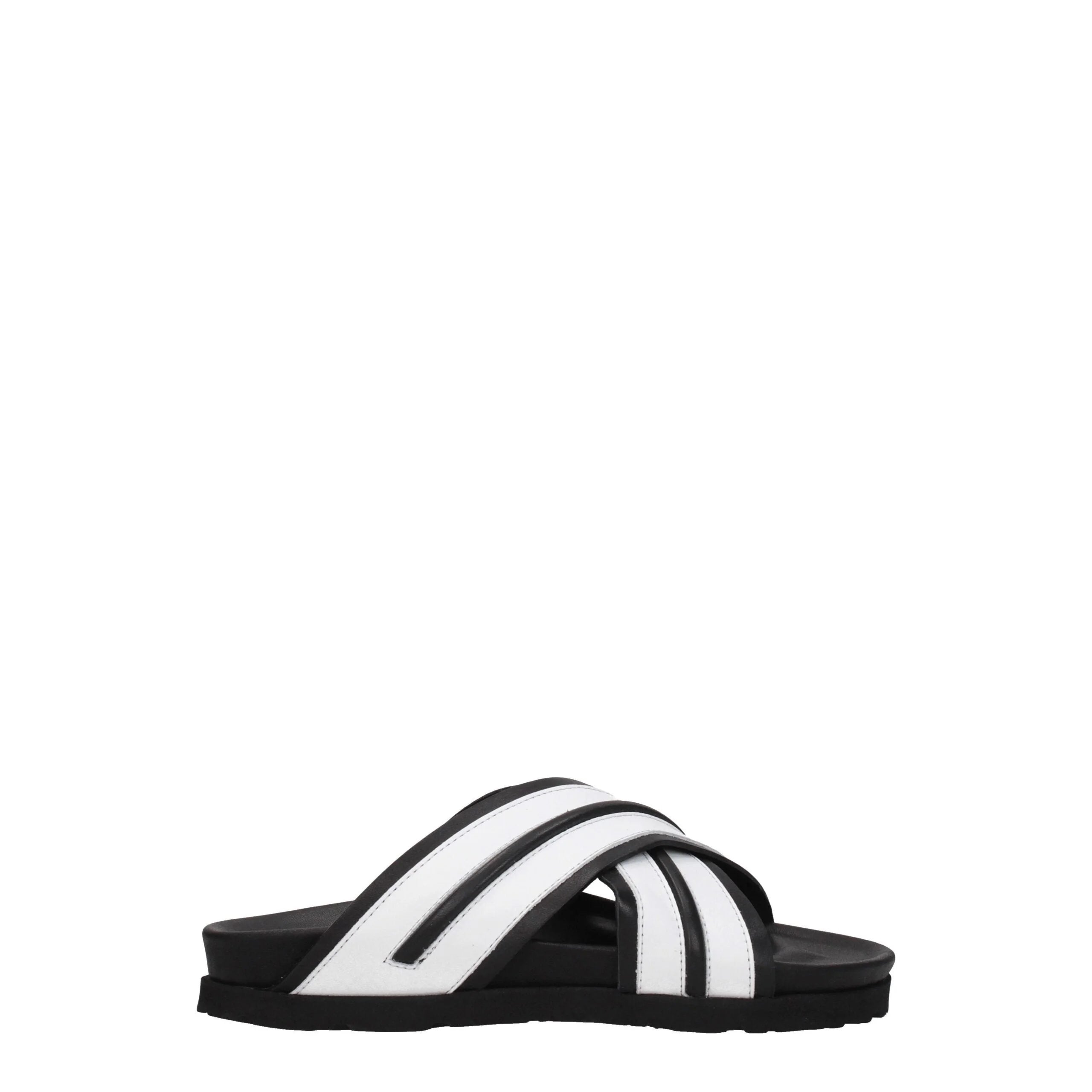 Palm Angels White Leather Slippers Sandals - Sandals