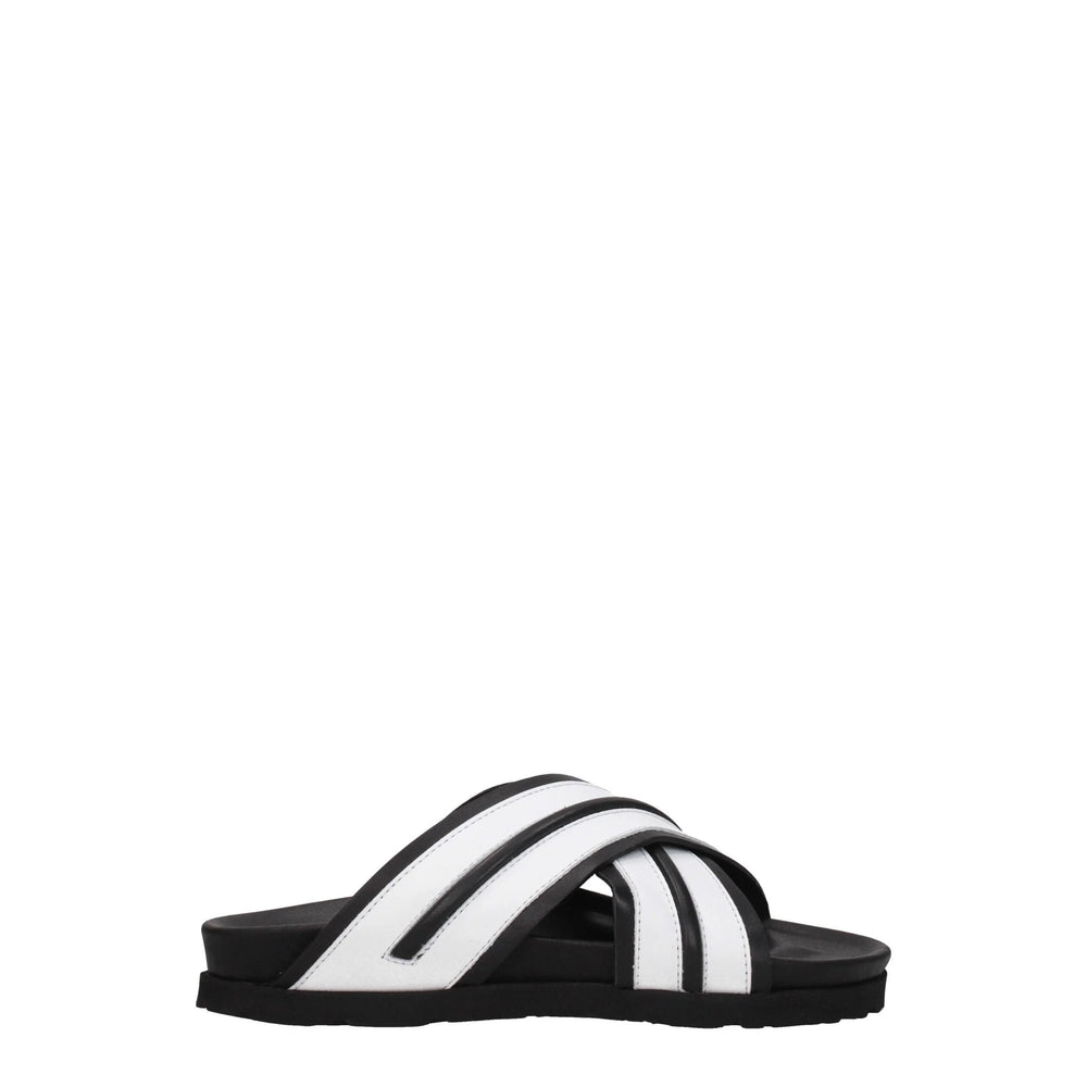 Palm Angels White Leather Slippers Sandals - Sandals
