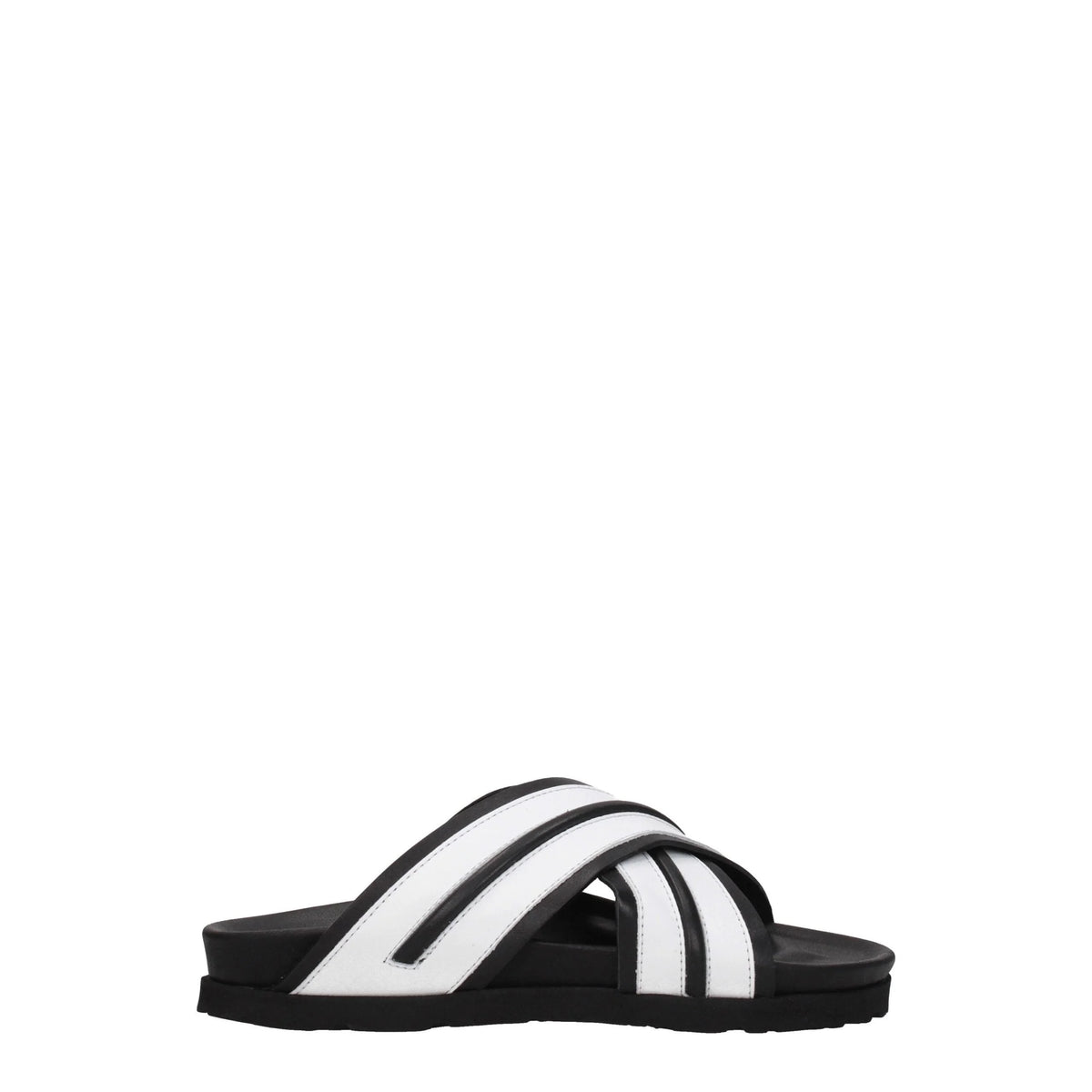 Palm Angels White Leather Slippers Sandals - Sandals