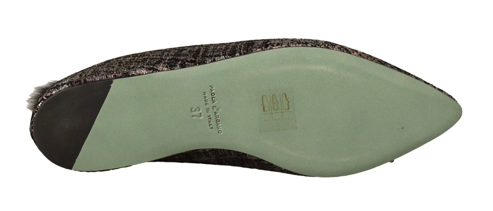 Paola D’Arcano Gold Jacquard Leather Embellished Slip On Shoes - EU37/US6.5 - Flats