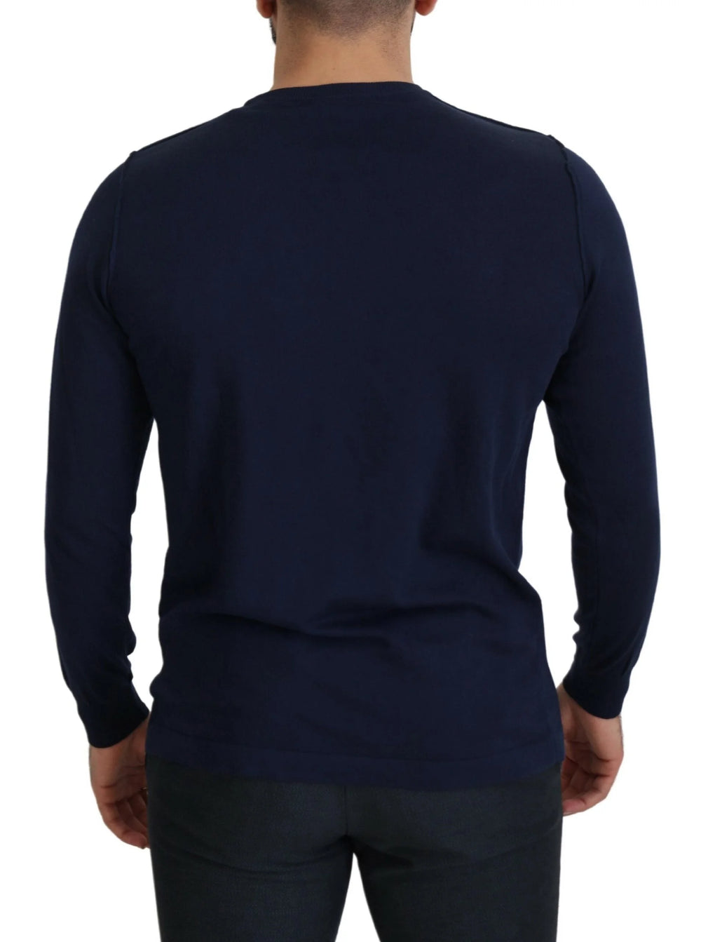 Paolo Pecora Milano Blue Cotton Crewneck Pullover Sweater - IT54 | XL - Sweaters