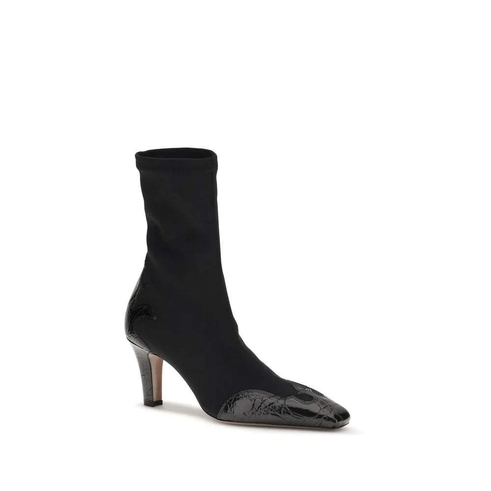 Paris Texas Black Calf Leather Bos Taurus Ankle Boots