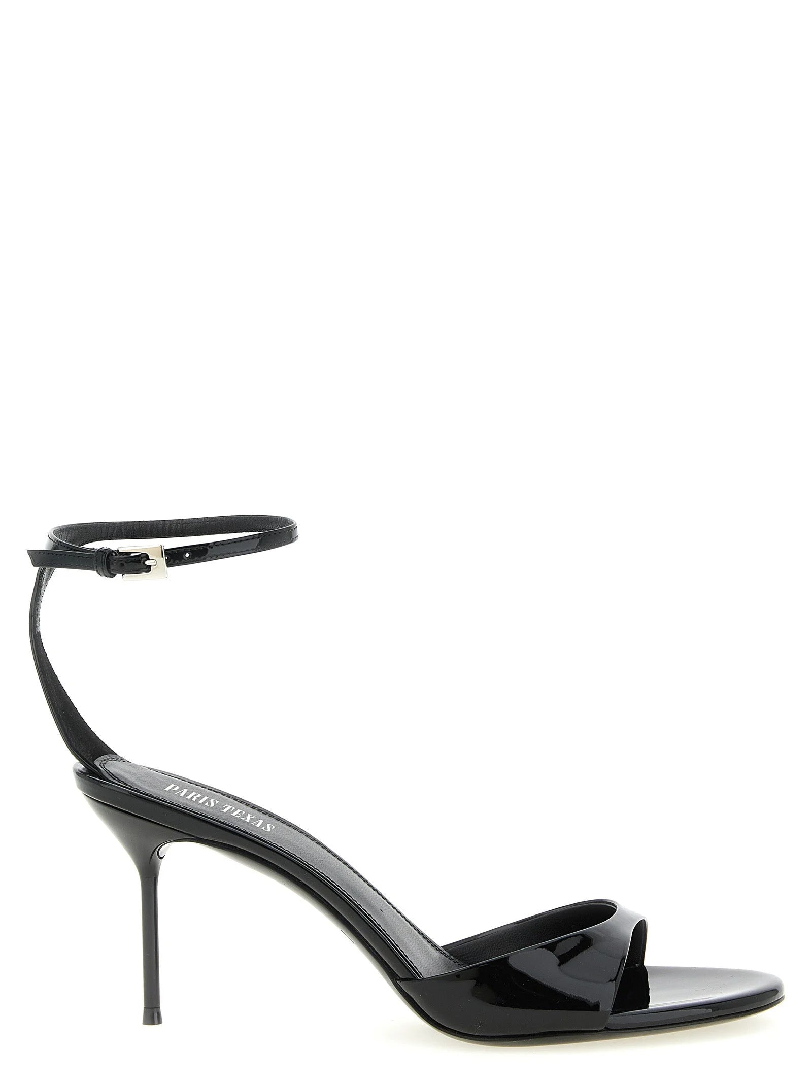 Paris Texas Black Calfskin Stiletto Heel Sandals