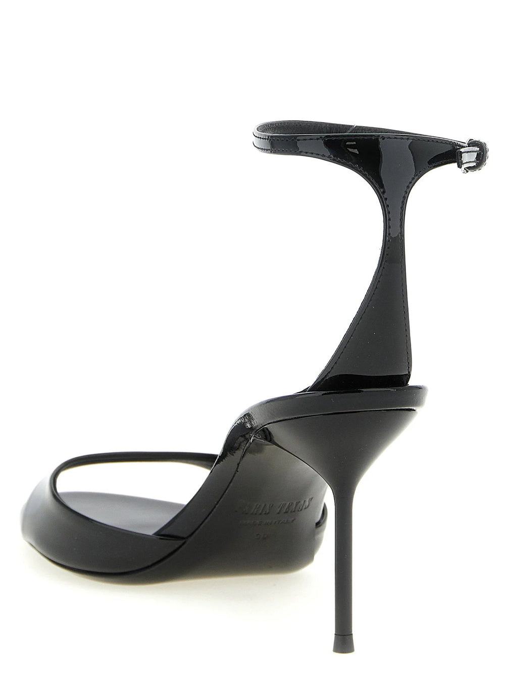 Paris Texas Black Calfskin Stiletto Heel Sandals - EU40/US10