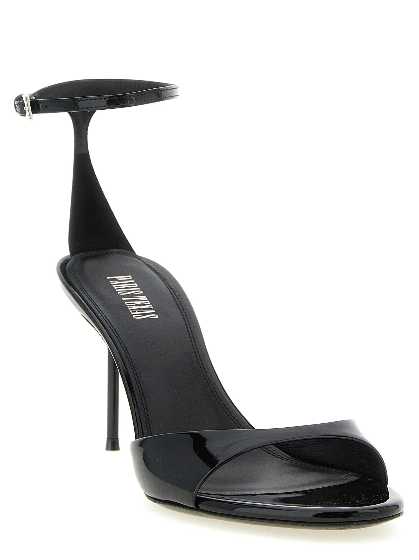 Paris Texas Black Calfskin Stiletto Heel Sandals - EU40/US10