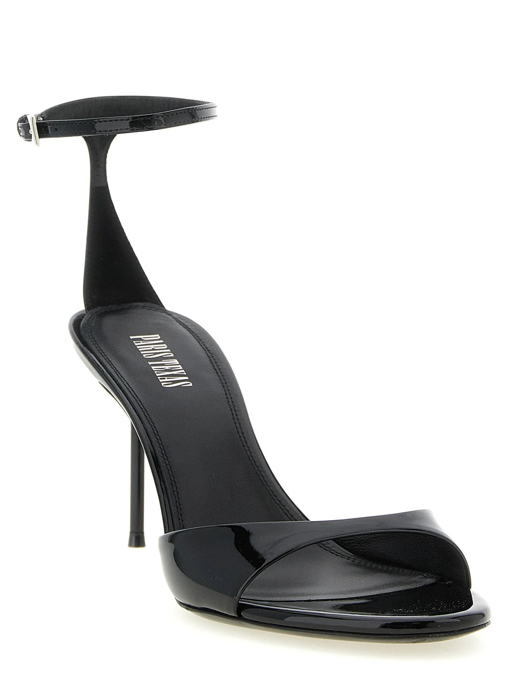 Paris Texas Black Calfskin Stiletto Heel Sandals - EU40/US10