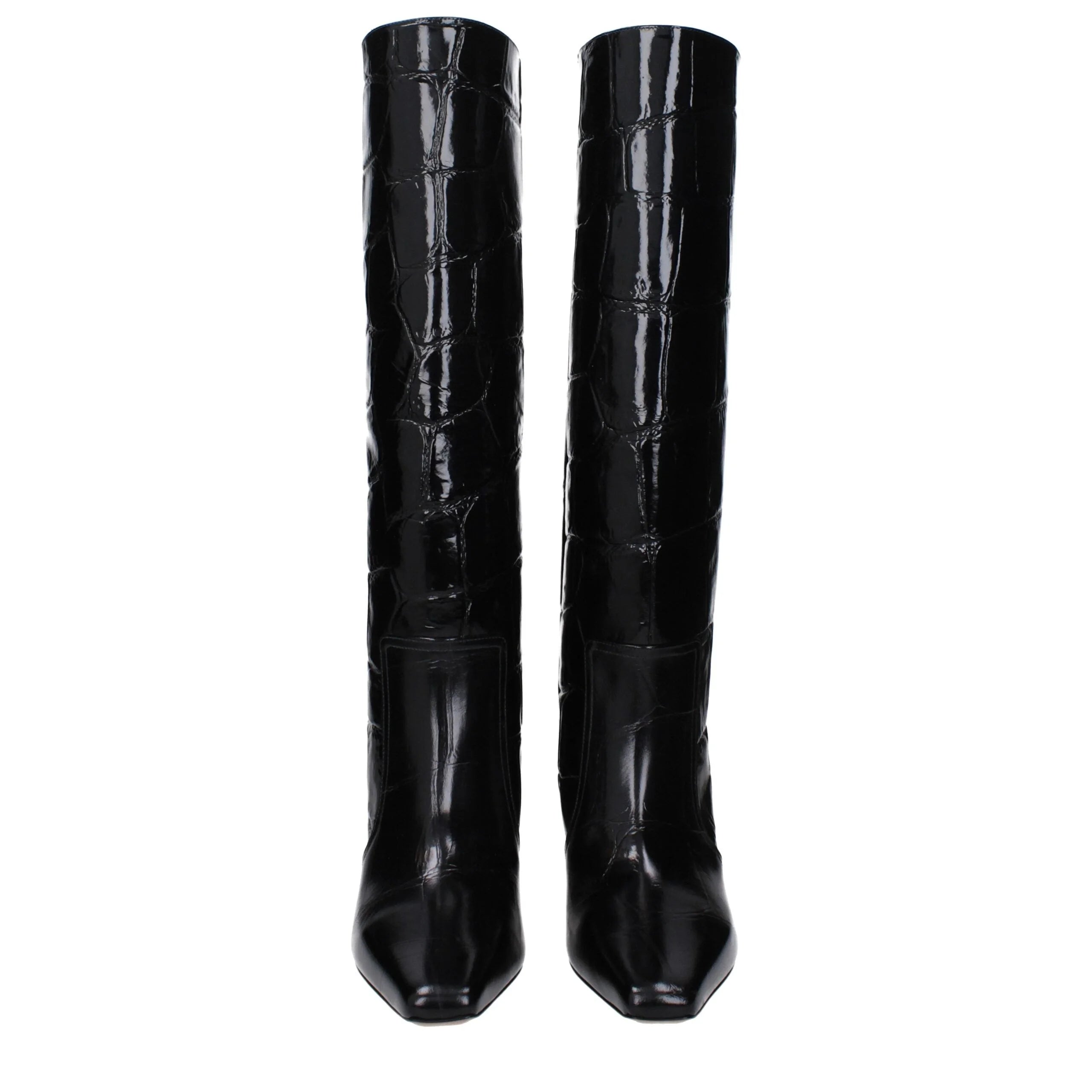 Paris Texas Black Leather High Heel Boots - EU37/US7