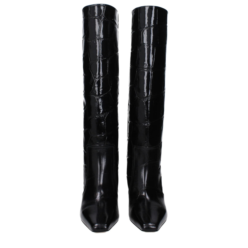 Paris Texas Black Leather High Heel Boots - EU37/US7