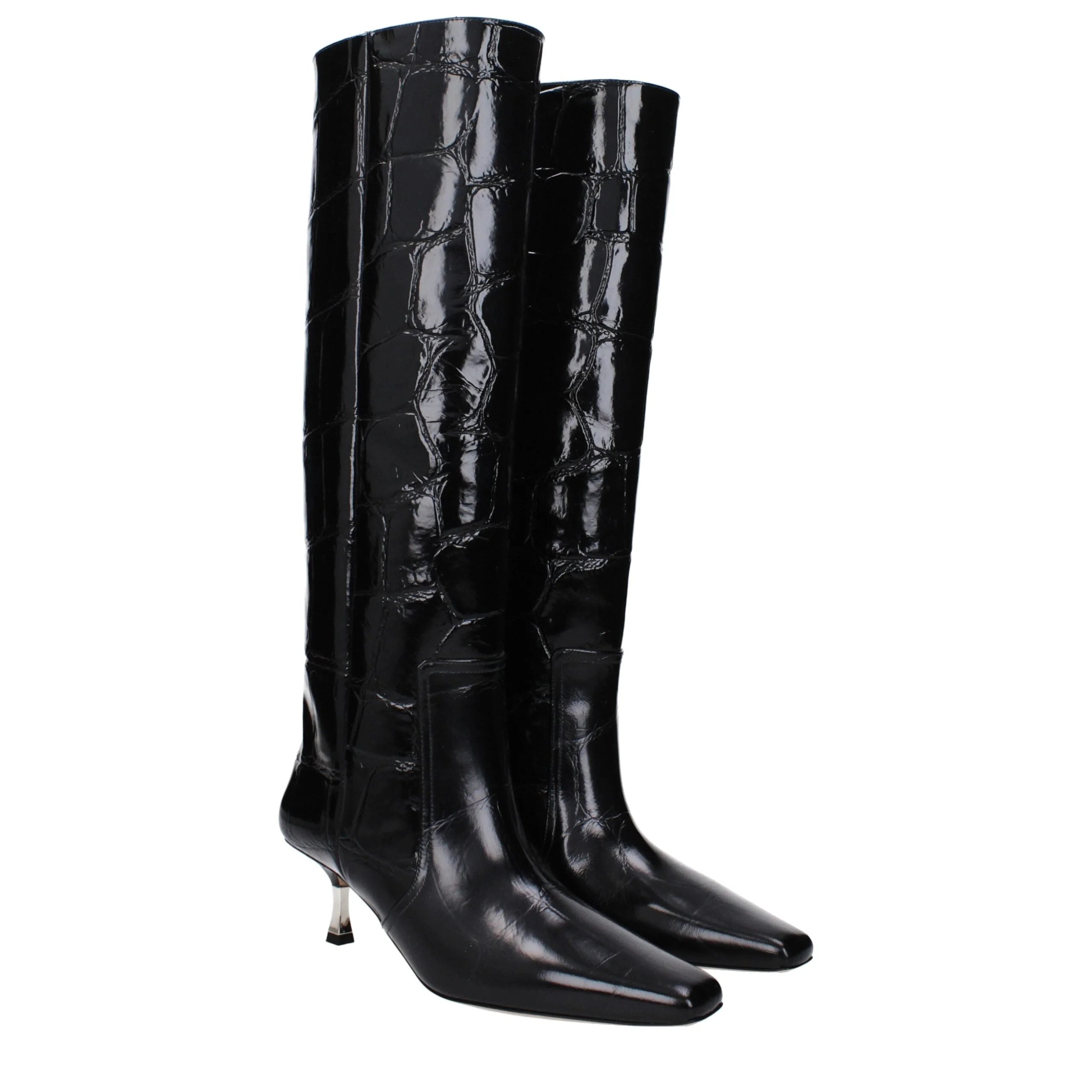 Paris Texas Black Leather High Heel Boots - EU37/US7