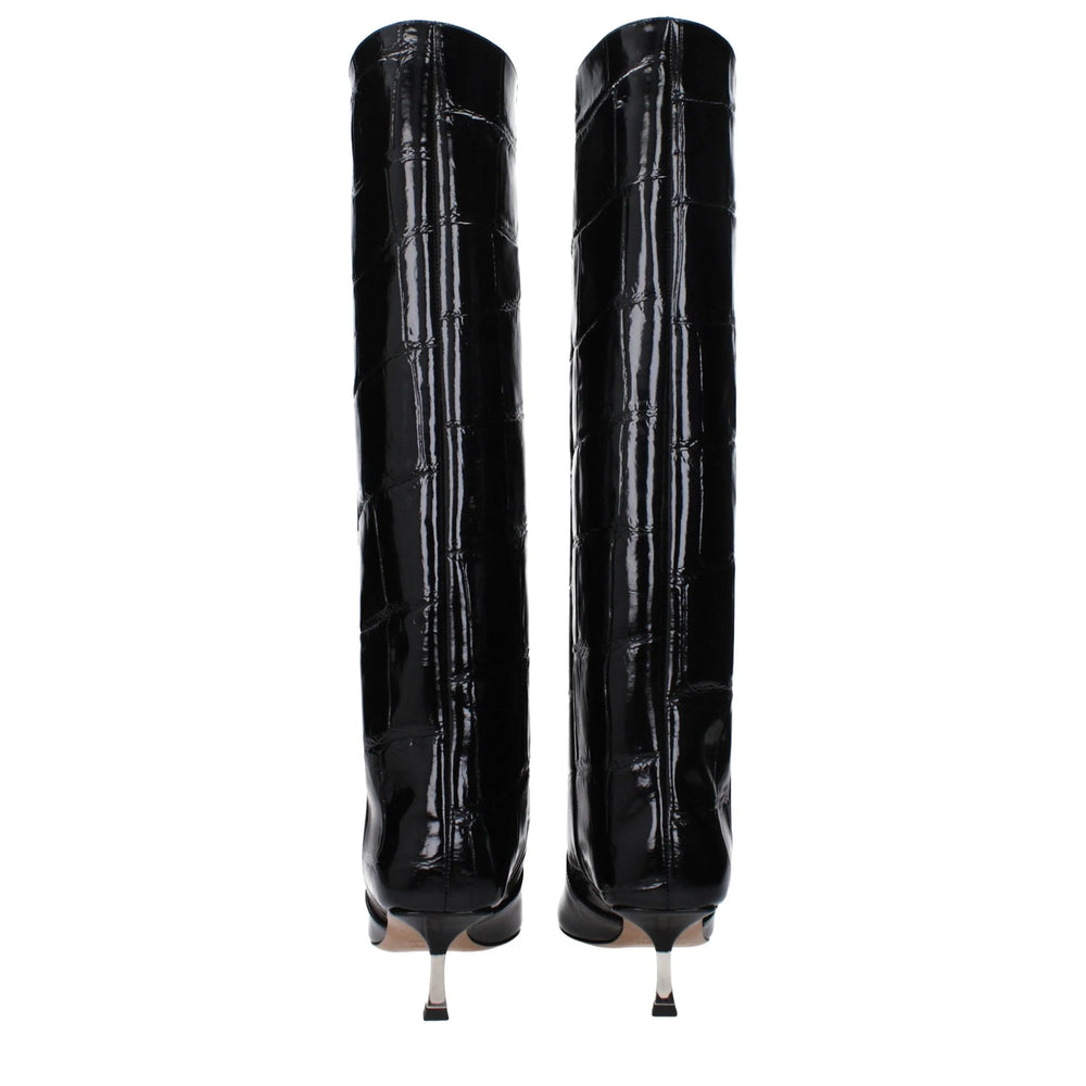 Paris Texas Black Leather High Heel Boots - EU37/US7