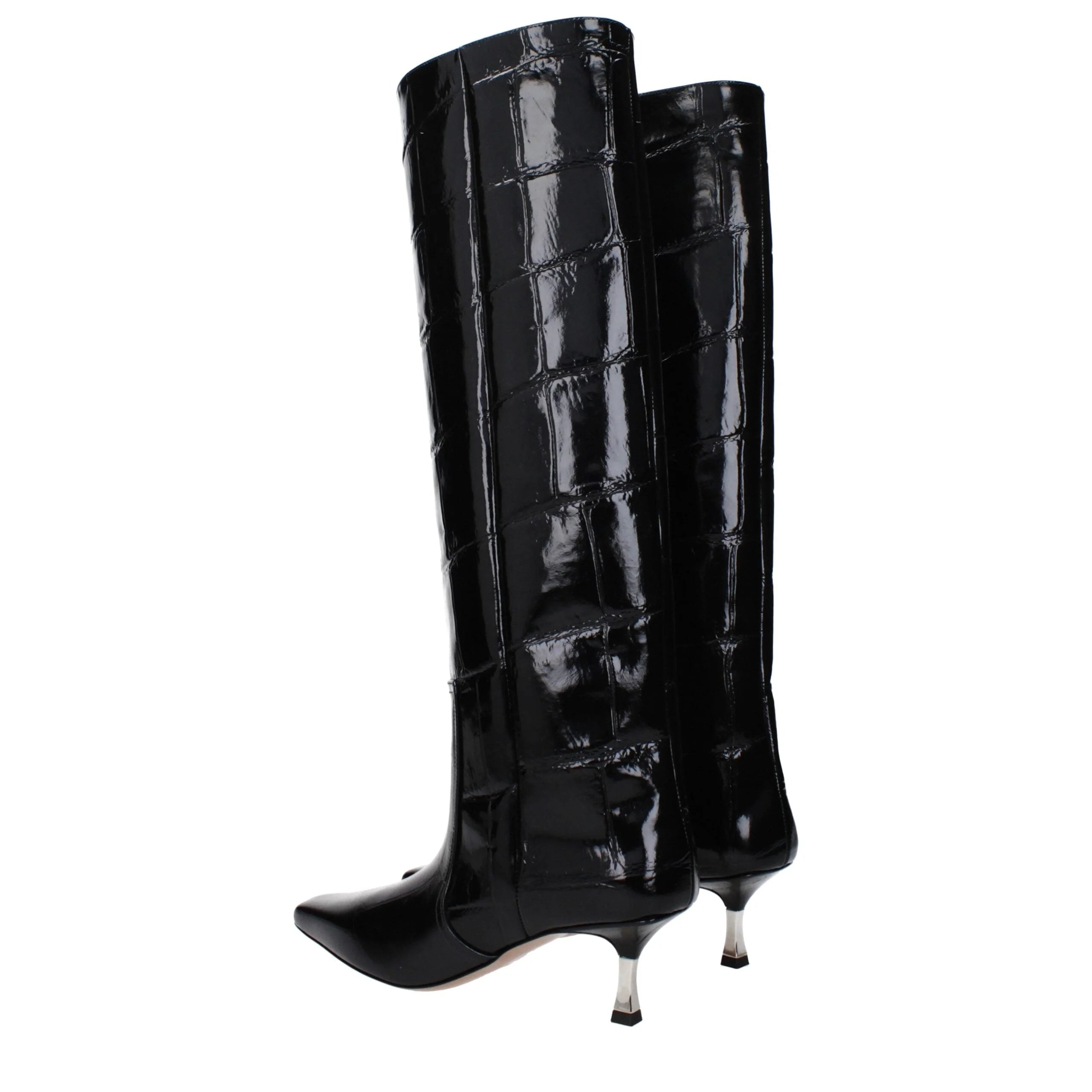 Paris Texas Black Leather High Heel Boots - EU37/US7