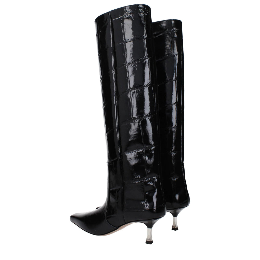 Paris Texas Black Leather High Heel Boots - EU37/US7