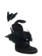 Paris Texas Black Silk Stiletto Heel Sandals - EU36/US6