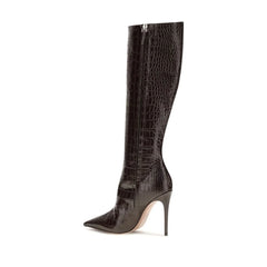 Paris Texas Brown Calf Leather Bos Taurus High Heel Boots