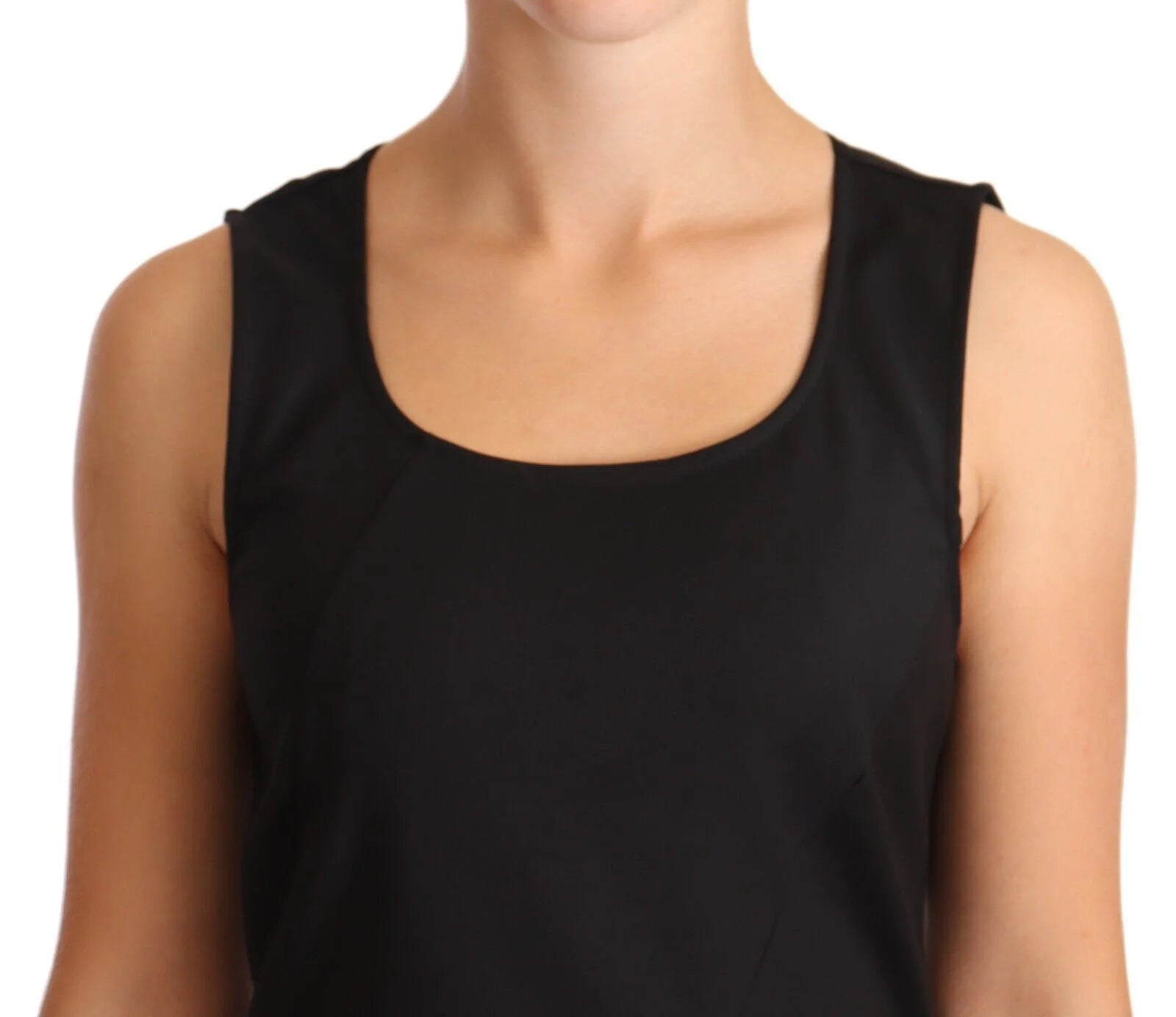 Patrizia Pepe Black Cotton Blend Sleeveless Knee Length Sheath Dress - IT42|M - Dresses