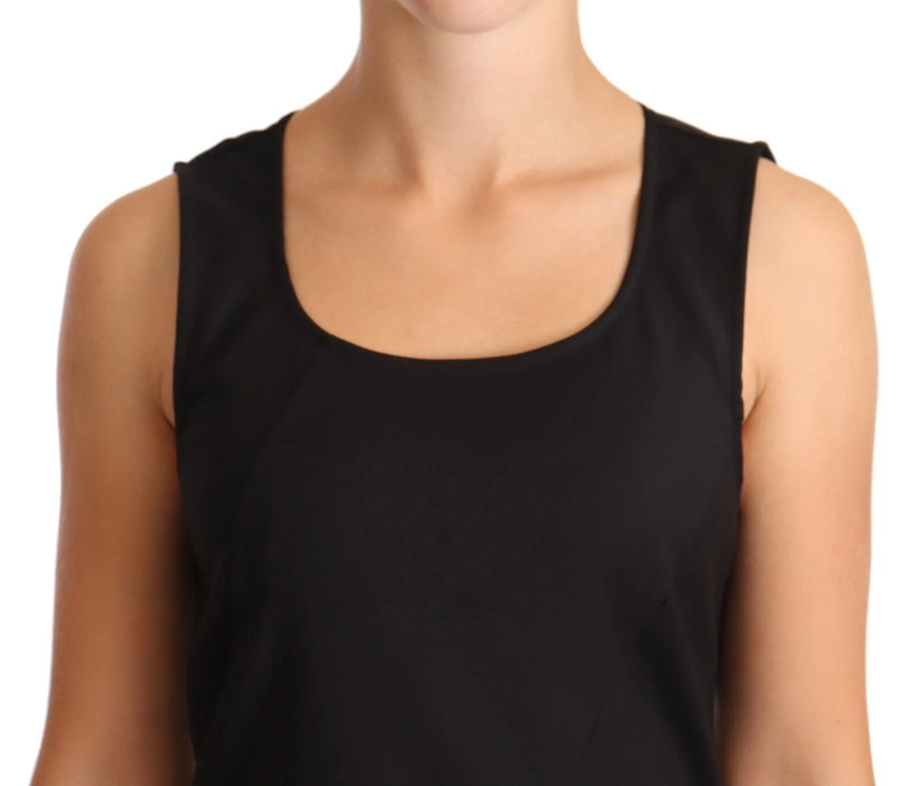 Patrizia Pepe Black Cotton Blend Sleeveless Knee Length Sheath Dress - IT42|M - Dresses