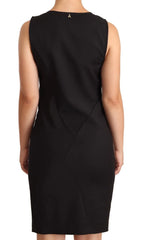 Patrizia Pepe Black Cotton Blend Sleeveless Knee Length Sheath Dress - IT42|M - Dresses