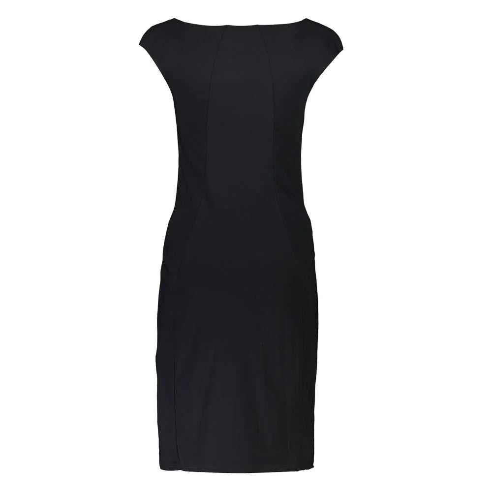 Patrizia Pepe Elegant Black Boat Neck Dress with Wide Straps - XS - Dresses