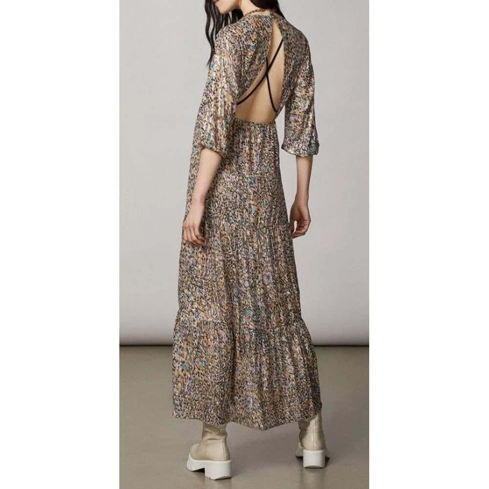 Patrizia Pepe Gold Silk Casual Dress