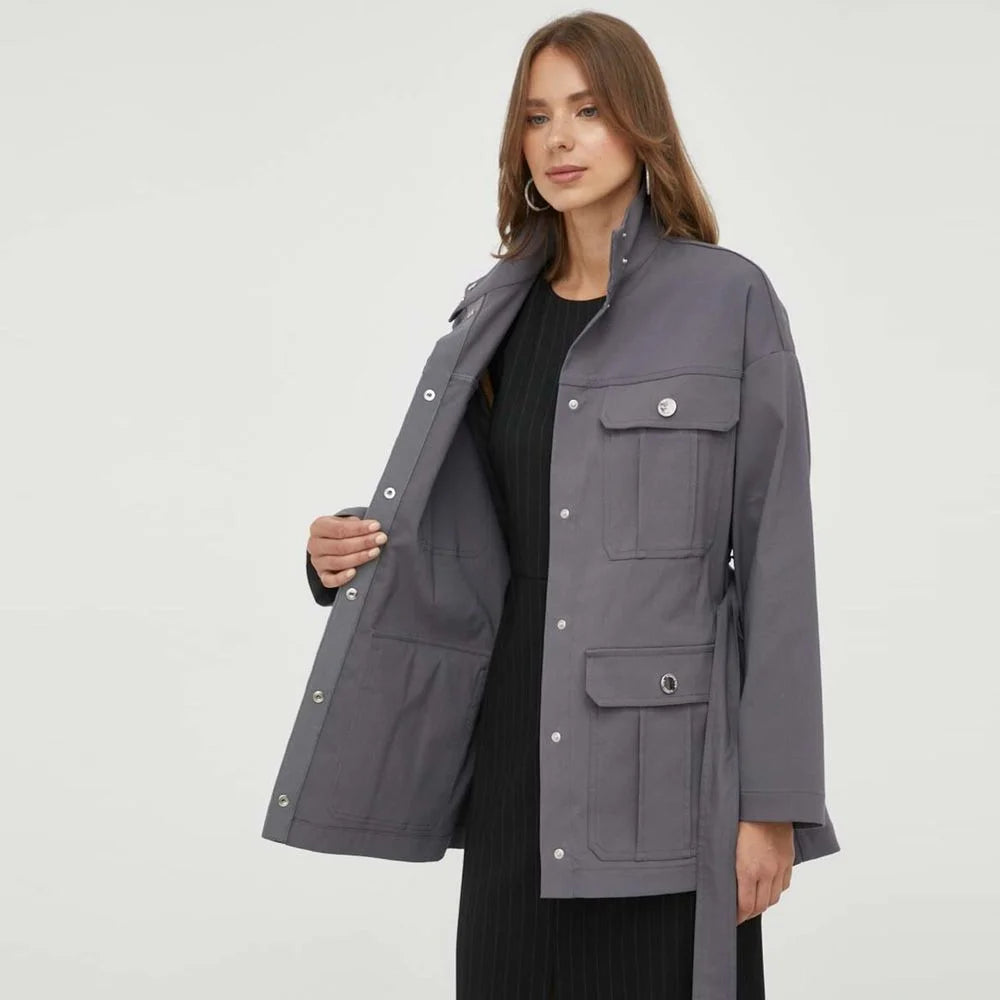 Patrizia Pepe Gray Cotton Jackets & Coat - Trench Coats