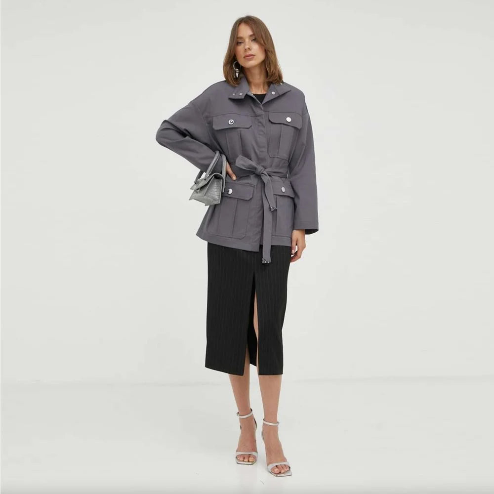 Patrizia Pepe Gray Cotton Jackets & Coat - Trench Coats