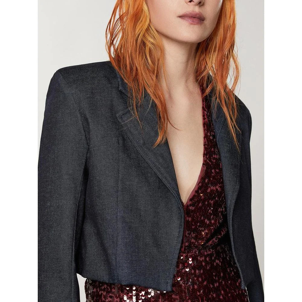 Patrizia Pepe Navy Blue Cotton Blazer - IT40