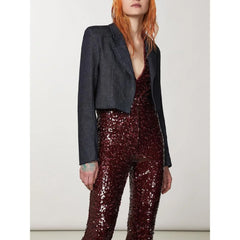 Patrizia Pepe Navy Blue Cotton Blazer - IT40