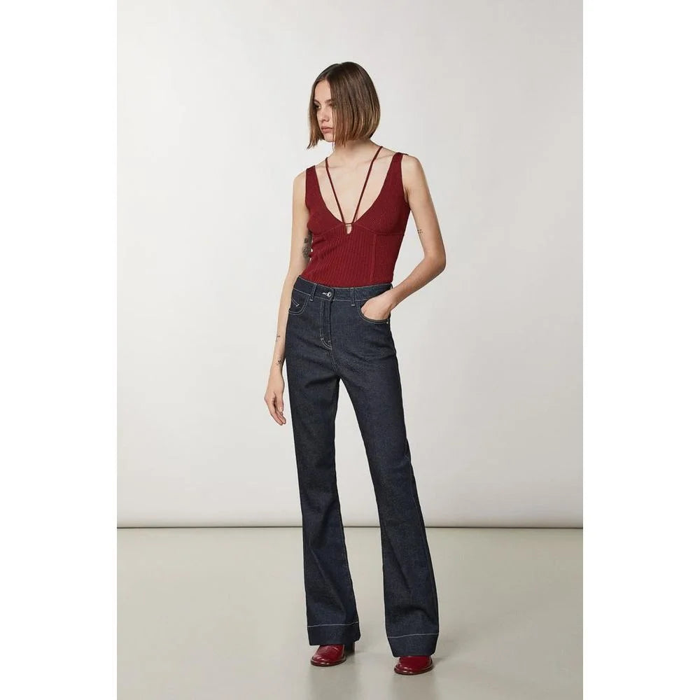 Patrizia Pepe Red Viscose Sleeveles T-Shirt