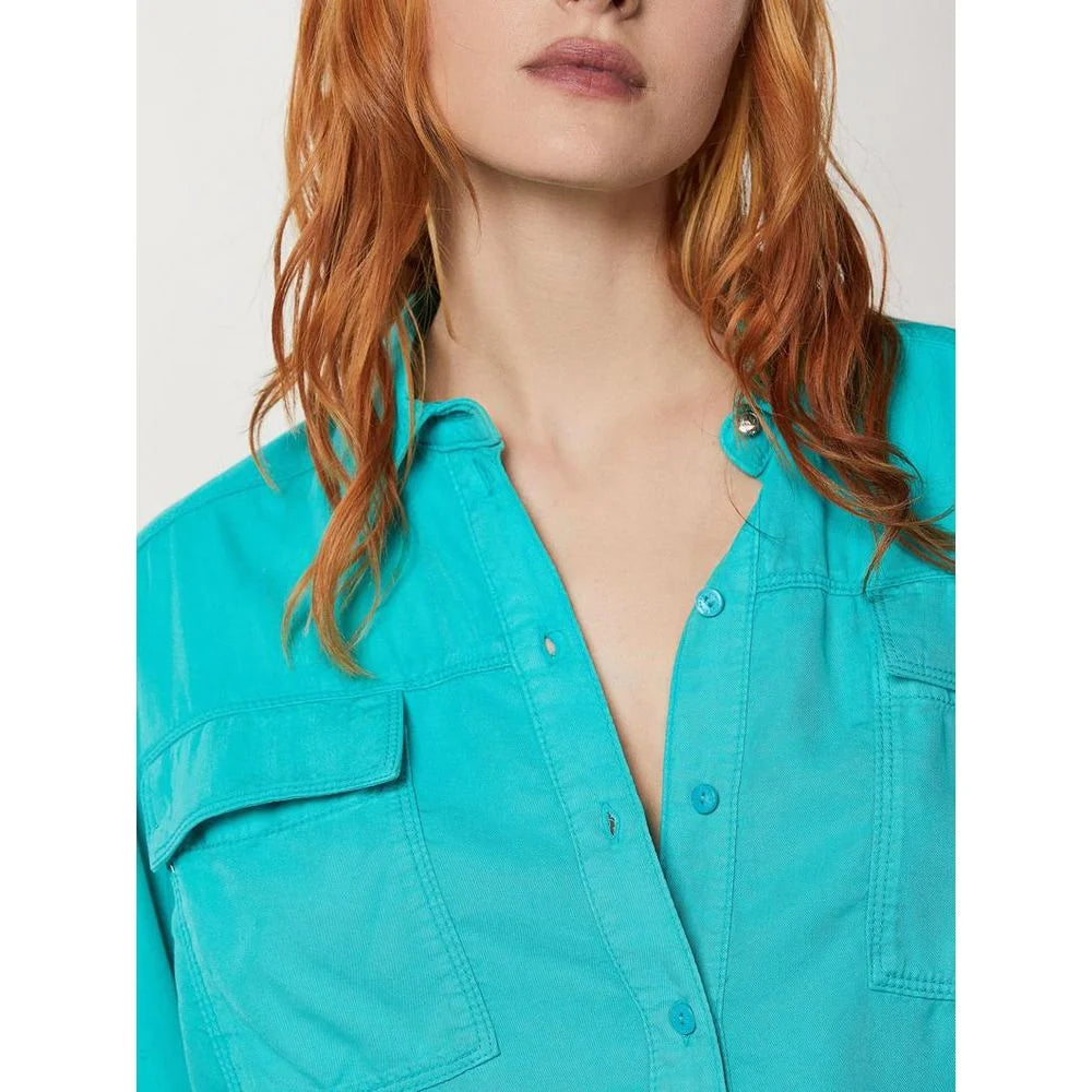 Patrizia Pepe Turquoise Lyocell Blouse - IT38